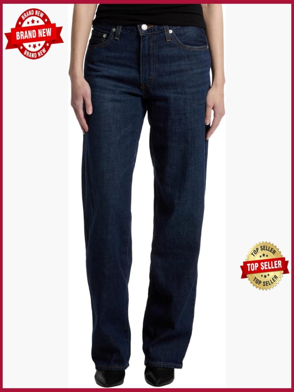 Mid Rise Straight Leg Baggy Dad Jeans - Cotton Linen Denim